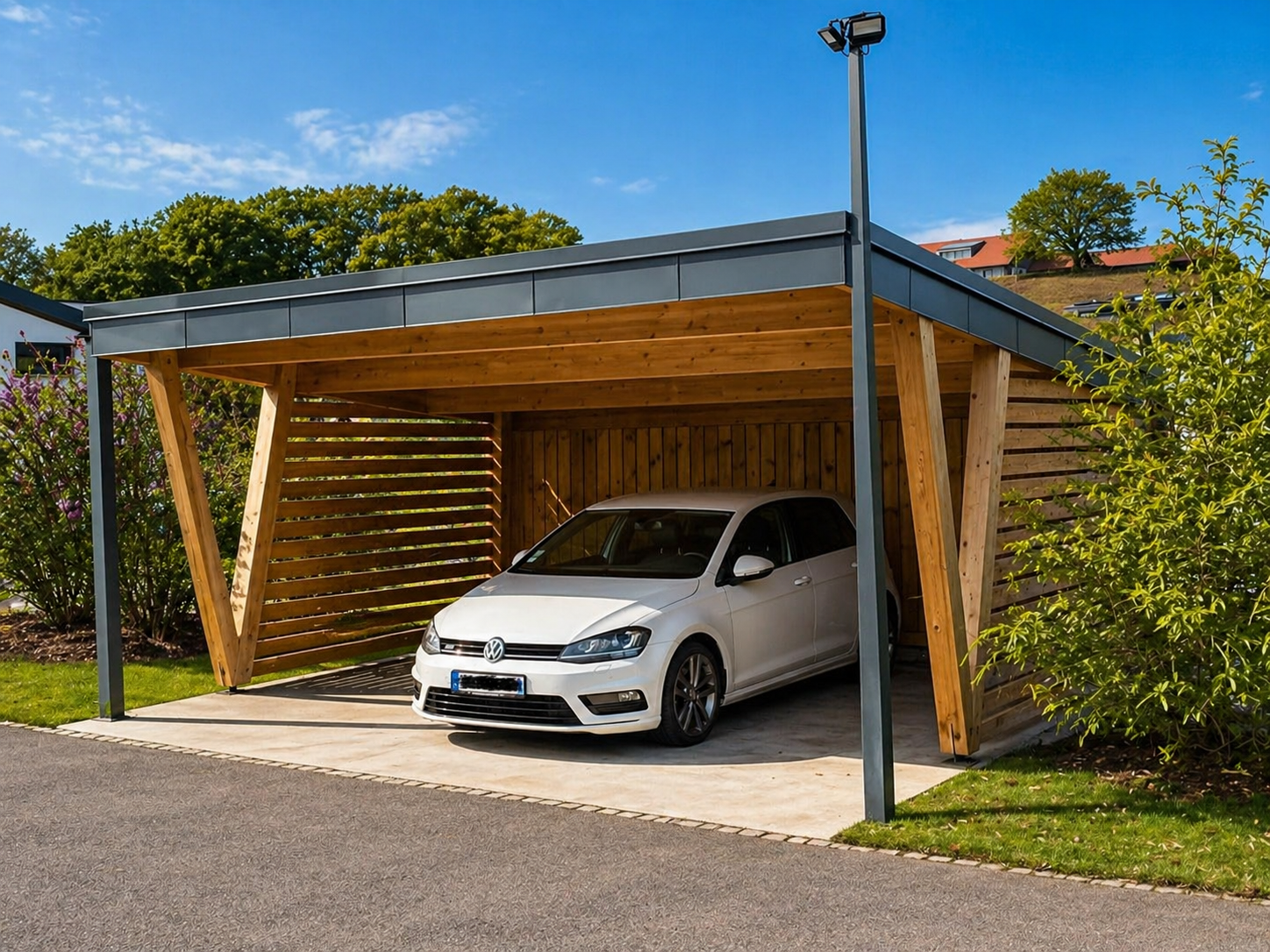 Carport bois avec toiture bac acier